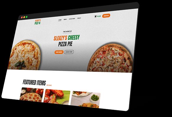 Sleazy's Pizza Browser Window Mockup