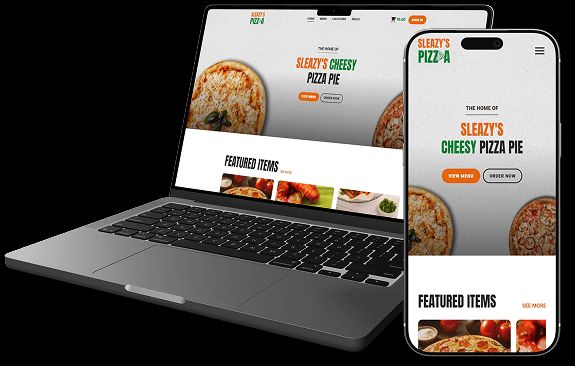 Sleazy's Pizza Devices Mockup